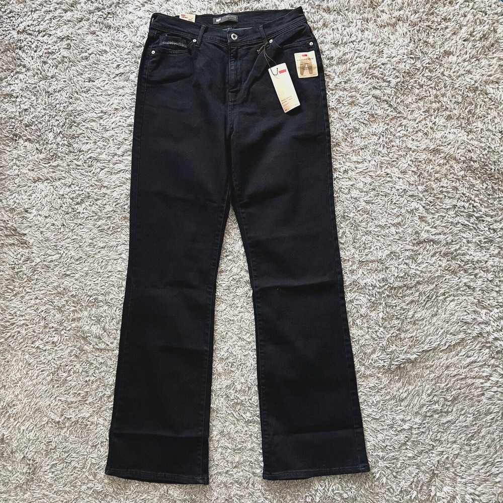 Levi's 512 Perfectly Slimming Bootcut Jeans Womens 12L Black Denim Zip NWT